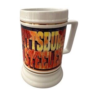 NFL Pittsburgh Steelers VTG Xpres Corp Graphic Beer Stein Mug W/Label